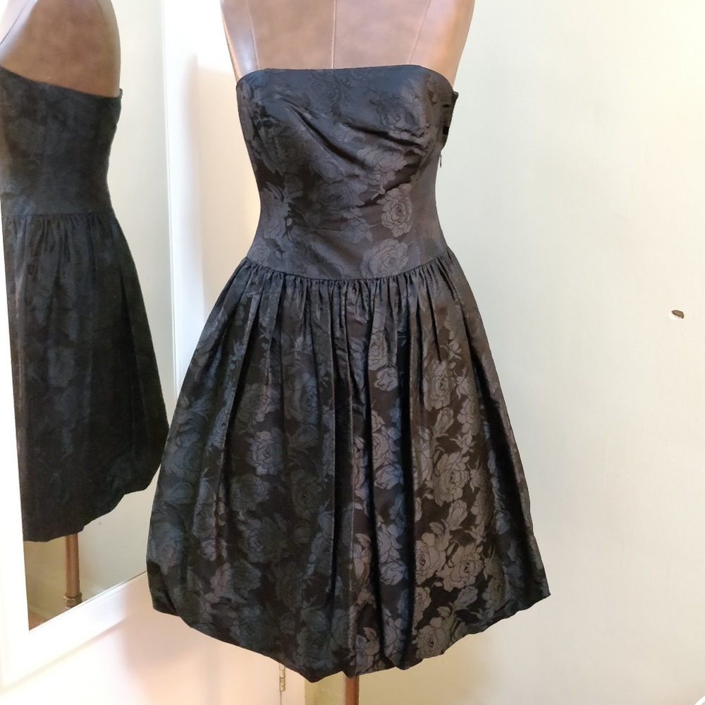 Ann Taylor, flower pattern, black cocktail dress